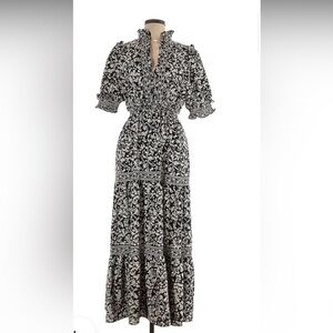 Floral Short Sleeve Tiered Maxi Dress - Size Large